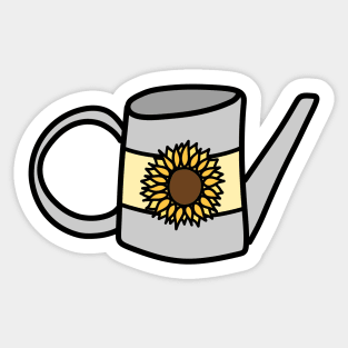 Cute Sunflower Decal on a Silver Watering Can Cartoon, made by EndlessEmporium Sticker